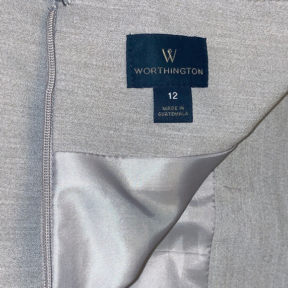 Worthington Skirt Sz 12 Tan Khaki Straight Pencil Lined Back Kick Pleat & Zip - Picture 4 of 10